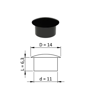 Příslušenství pro plot KOVIAN, s.r.o. Vnitřní krytka kulatá ø 14 mm, otvor ø 11 mm, černá, plast