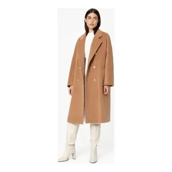 Dámský kabát GIODORO Vlněný kabát M Hnědá Straight Fit S