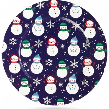 Talíř Prostírání pod talíř tmavě modré s motivem sněhuláka, 33 cm