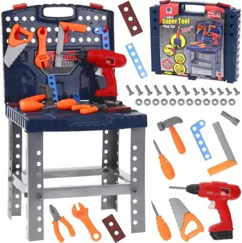 Dětská dílna Dílna v kufříku Stůl pro kutily Sada 2v1 Nářadí Vrtačka