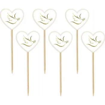 Obraz Godan Zapichovací dekorace na muffiny Srdce s holubicí 12 x 4 cm 6 kusů