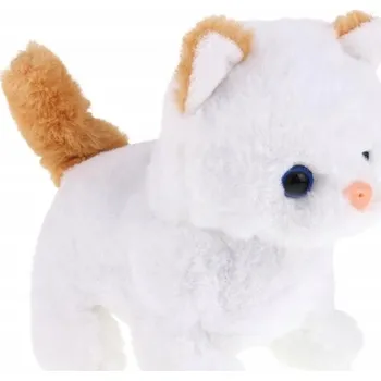 Hračka pro nejmenší Kočka Kotě Interaktivní kočka s zvukem - chodí, hýbe ocasem - bílo-rezavá