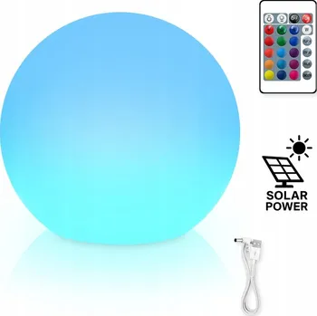 Venkovní osvětlení ZAHRADNÍ LED LAMPA | Solární koule RGB 30 cm | zapichovací zemní bílá mléčná