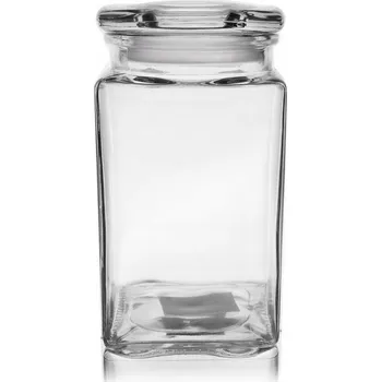 Dóza na potraviny Nádoba na potraviny skleněná, čtvercová, 1,4 l