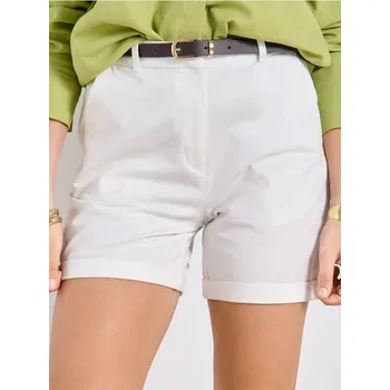Dámské kraťasy Sinsay - Bavlněné kraťasy s páskem - krémová - 509CH-01X - 509CH-01X-XXS