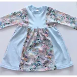 Dívčí šaty KVĚTINY se světle modrou- dlouhý rukáv Velikost: 110