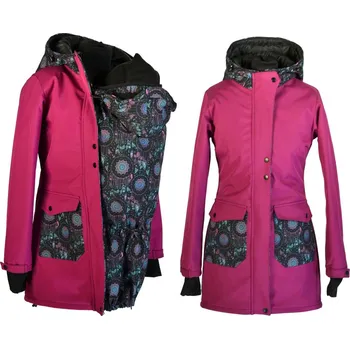 Těhotenská móda Softshellový nosící kabát 2v1 - fuchsie/lapače snů Velikost: XL