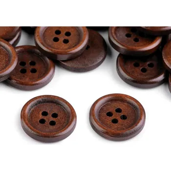 Knoflík Dřevěný knoflík čtyřdírkový velikost 32", velké, 2 hnědá přírodní