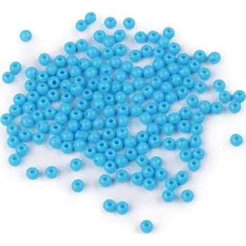 Dětské navlékací korálky Plastové korálky Color Ø4 mm, střední, 6 modrá azuro
