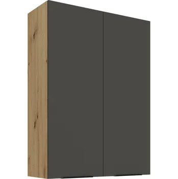 Kuchyňská skříňka Vysoká horní kuchyňská skříňka LUNARA - šířka 80 cm, grafit / dub artisan