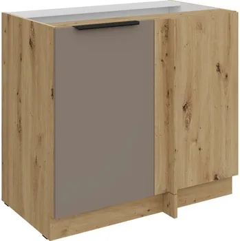 Kuchyňská skříňka Prodloužená rohová skříňka LUNARA - šířka 90 cm, tmavě béžová / dub artisan