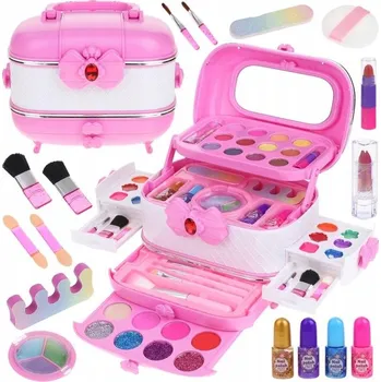 dětské šminky a malovátka KUFŘÍK KOSMETICKÝCH PŘÍPRAVKŮ PRO DĚTI SADA NA LÍČENÍ A NEHTY MAKE UP DÁREK