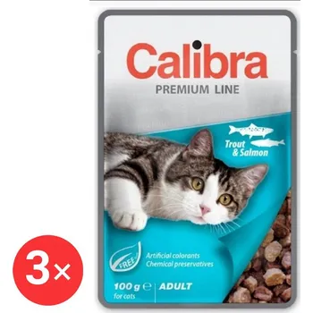 Krmivo pro kočku Calibra Cat Premium Kapsička pro dospělé kočky Pstruh & Losos 3 × 100 g