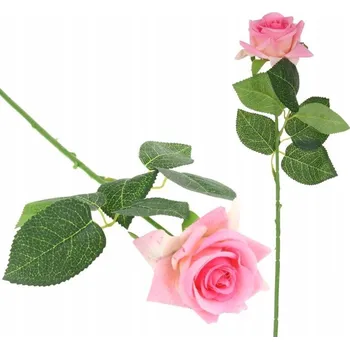 umělá květina SILIKONOVÁ RŮŽE VĚTVIČKA UMĚLÉ KVĚTINY DEKORACE DO VÁZY 44 CM RŮŽOVÁ