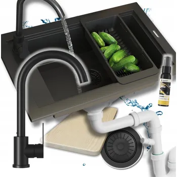 Granitový dřez Jednokomorový granitový dřez Granitan Panama černý granit