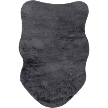 Koberec Happy Dekorační kožešina imitace ovce, umělá kůže, 90 × 60 cm, černá HES800GRA6090
