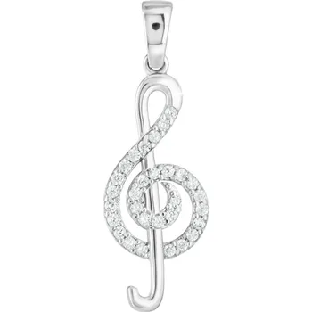 Přívěsek GEMMAX Přívěsek Houslový klíč z bílého zlata se zirkony – zlatý šperk ryzosti 585/1000 v Dárkovém balení s Certifikátem GLPWB-35401