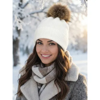 Čepice Dámská čepice z alpaky ELL ecru, VELIKOST UNI
