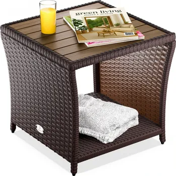 Obývací pokoj Polyratanový odkládací stolek 40x45x45cm | šedý