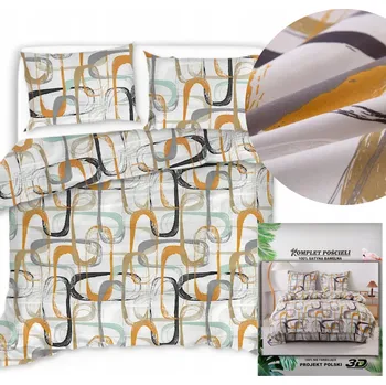 Povlečení Sada povlečení 160x200 béžová šedá žlutá abstraktní linie