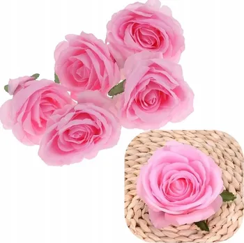 umělá květina RŮŽOVÝ KVĚT Květinářské UMĚLÉ KVĚTY PRO DEKORACE A ARANŽMÁ 5 KS RŮŽOVÉ