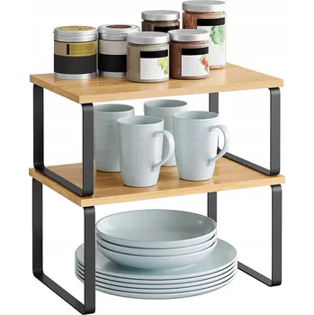 police Police na koření Songmics dub přírodní, 2 patra, 30x19 cm