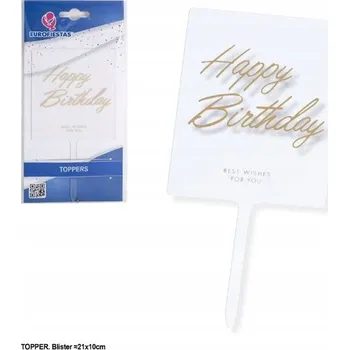 Obraz Průhledný topper na dort k narozeninám s nápisem