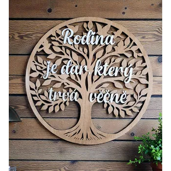 Dekorace z Řečice Dřevěný Strom života 40cm ♥️ citát rodina 1