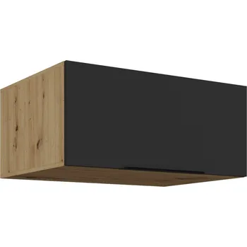 Kuchyňská skříňka Hluboká digestořová skříňka LUNARA - šířka 80 cm, černá / dub artisan