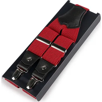 Kšandy Šle s dvojitým zapínáním šíře 3,5 cm délka 120 cm v krabičce, velké, 2 červená