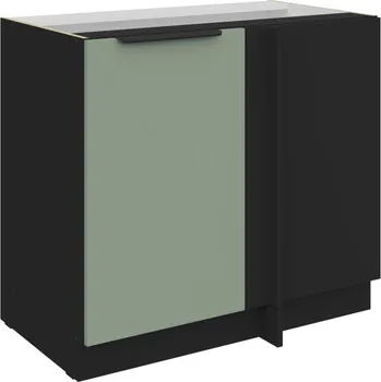 Kuchyňská skříňka Prodloužená rohová skříňka LUNARA - šířka 90 cm, zelená / černá