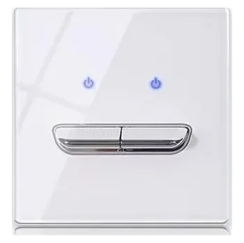 vypínač SKLENĚNÝ BÍLÝ DVOUKANÁLOVÝ VYPÍNAČ SVĚTLA - LESKLÝ