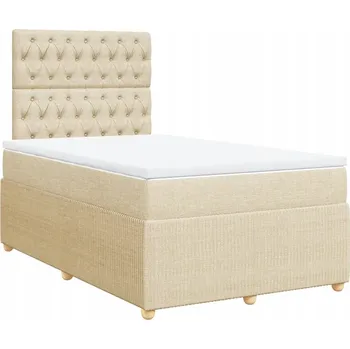 Postel Kontinentální postel 200x120 cm krémová s nastavitelným čelem a matrací