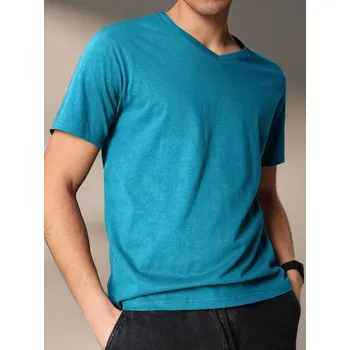 Pánské tričko Sinsay - Tričko s krátkým rukávem - modrá - 1020Z-56X - 1020Z-56X-XS