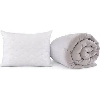 přikrývka Přikrývka 160x200 cm Teplá Prošívaná Celoroční ŠEDO-BÍLÁ + polštář 70x80