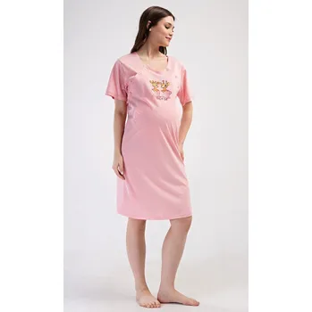 Těhotenská móda Noční košile na knoflíky Žirafy lososová