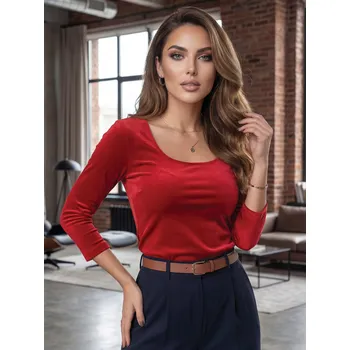 Dámské oblečení Dámské tričko s dlouhým rukávem VSB HELA VELUR červené, VELIKOST M