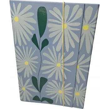 Desky A4 na dokumenty s gumou, silné, tvrdé, 40 mm, kapsy, modré s květinami