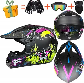 Helma na motorku ENDURO CROSS PŘILBA VELIKOST L 59-60 CM LEHKÁ MOTOCYKLOVÁ SADA, L