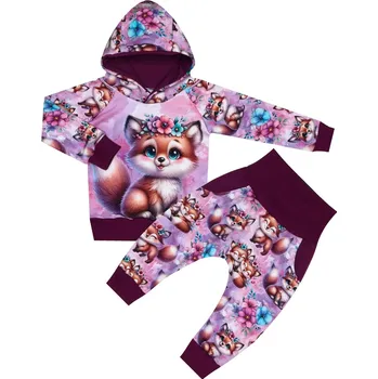 Tepláková souprava - Lištičky ( kapuca ) Velikost: 128