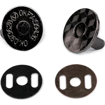 Magnetické zapínání tenké Ø18 mm, velké, 4 nikl černý