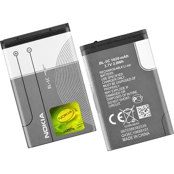 Baterie pro mobilní telefon OEM – baterie do telefonu BL-5C (00093) – Nokia 3650 / 6600 / 220 / 3310 (2017) / 110 (2022) / 208 / 207 – 1020mAh – šedá