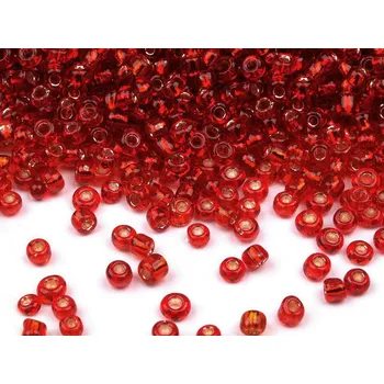 Dětské navlékací korálky Rokajl 12/0 - 2 mm s průtahem, velké, 25B červená