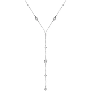 Náhrdelník Stříbrný náhrdelník 925 se zirkony ve tvaru kruhu, zrnek a oválu