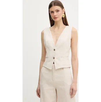 Dámská vesta Vesta s dodatkem lnu Fracomina FR26SJ5009W67101 béžová 80X, vel. S