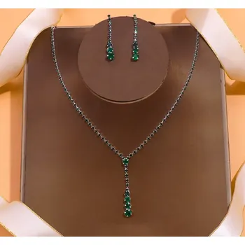 Souprava šperků B-TOP Slavnostní souprava Colored Crystal- postříbřená Druh barvy: Zelená