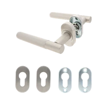 Dveřní kování KOVIAN, s.r.o. Klika s vroubkovaným madlem, včetně rozety, AL/AISI 304