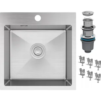 Granitový dřez Jednokomorový dřez Granitan BARI ocel stříbrný