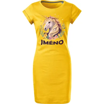 Dámské šaty Bavlněné letní šaty Jednorožec se jménem Velikost: L, Barva: Žlutá