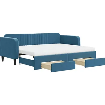 Pohovka Rozkládací lehátko-pohovka modrá 223 x 100 x 75 cm, se 2 zásuvkami